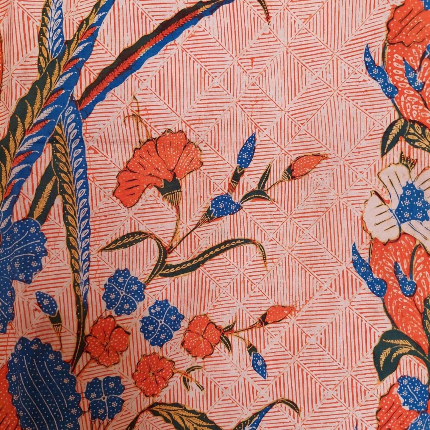 Vintage 40s Orange Galaran Dutch Encim Batik