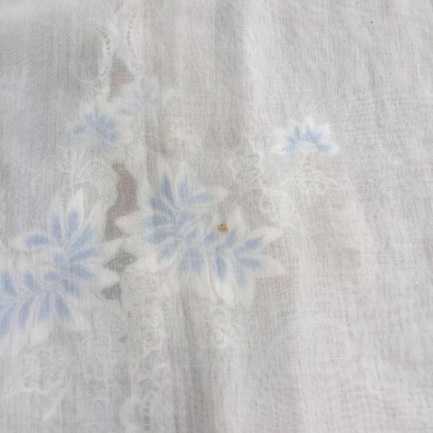 Vintage Indonesian Kebaya France Lace in White with Blue Floral Embroidery