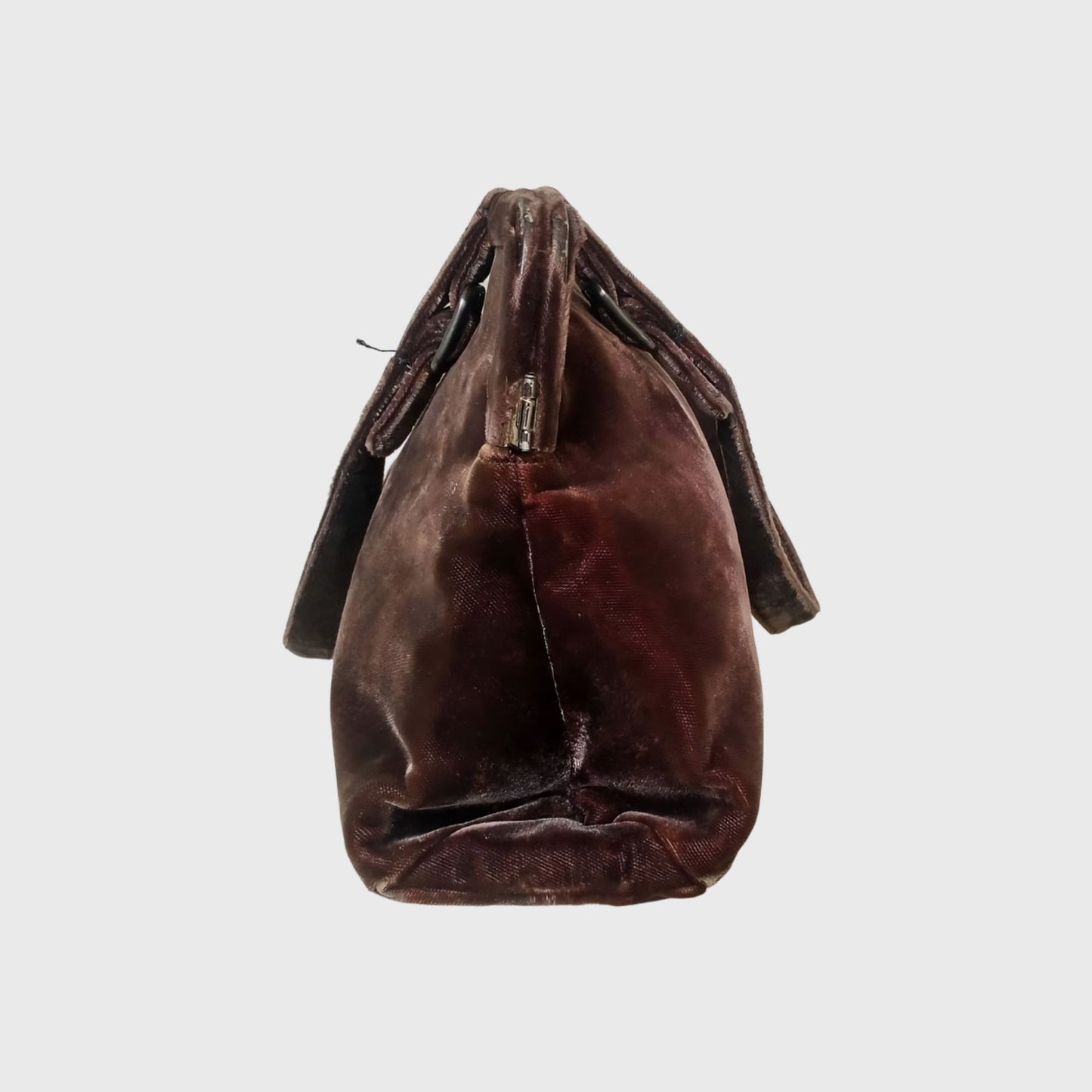Vintage Mini Tote Brown Velvet Hand Bag