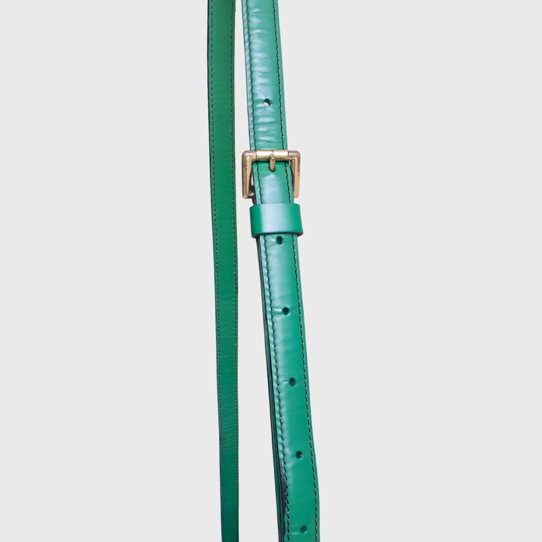 1990s Jeune Fille Borneo Green Leather Epi Sling Bag