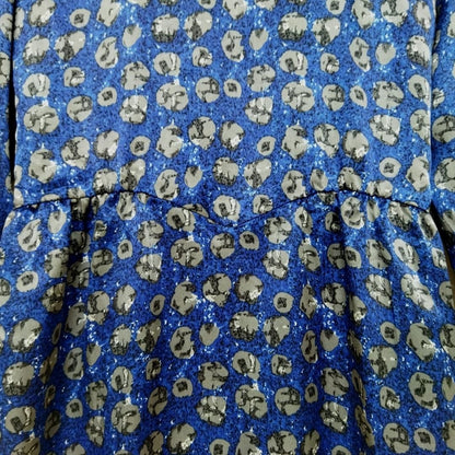 Vintage Blue Silk Floral Dress