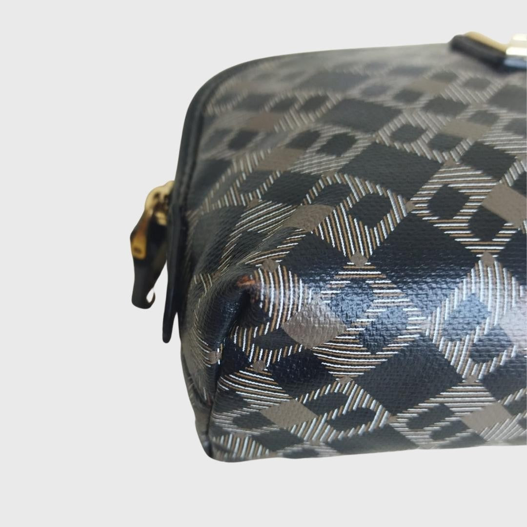 Vintage Logo Motifs Patent Leather Makeup Pouch