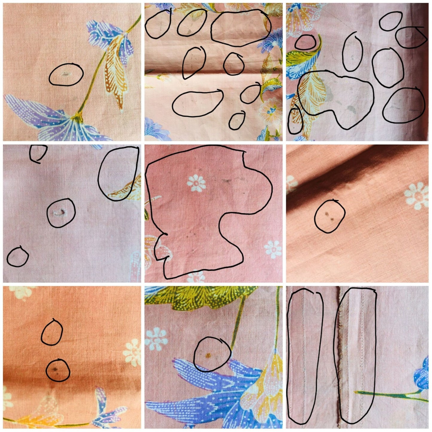 Vintage Indonesian Unsewn Sarong Hand Drawn Pink and Peach Batik