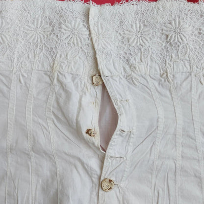 Indonesian Vintage White Camisole with Flower Embroidery