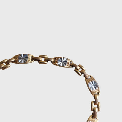 Oval Chain Bracelet with Silver Star Motifs