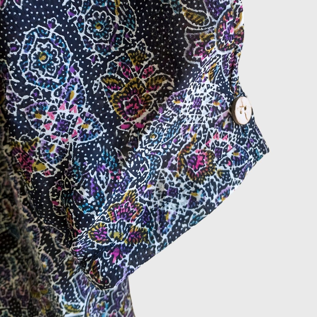 Vintage Floral Purple Blouse