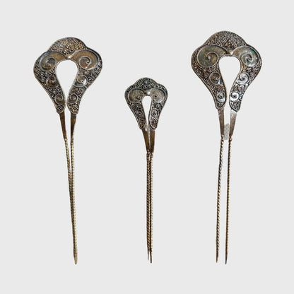 Vintage Silver Hairpin Set (3 Pcs)