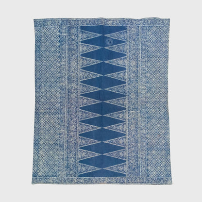 1980s Tumpal Pasung Blue Dandelion Flower Saroong Shawl