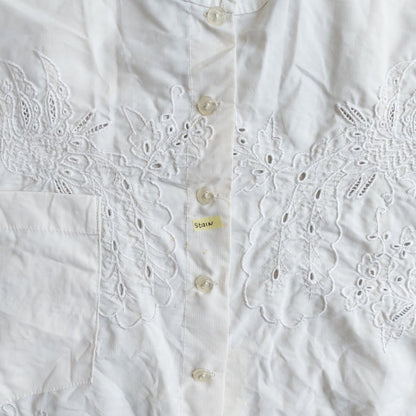 Indonesian Vintage White Camisole with Peacock Embroidery