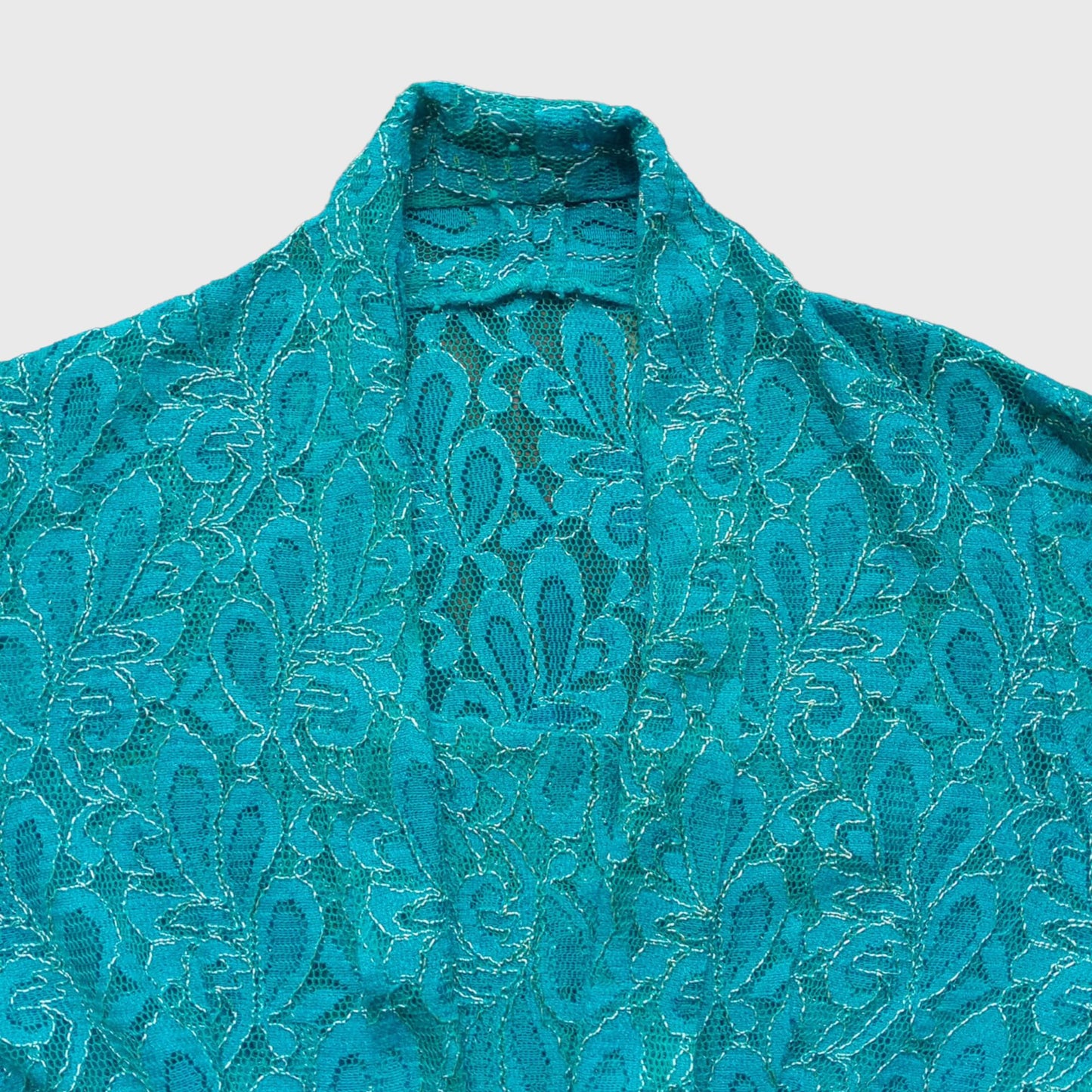 Vintage Turquoise Kutubaru Lace Kebaya