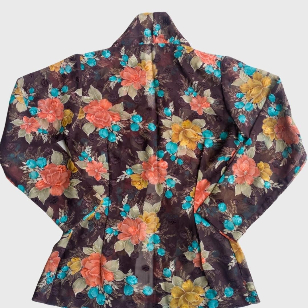 Vintage Brown Yellow Floral Kebaya Kutubaru