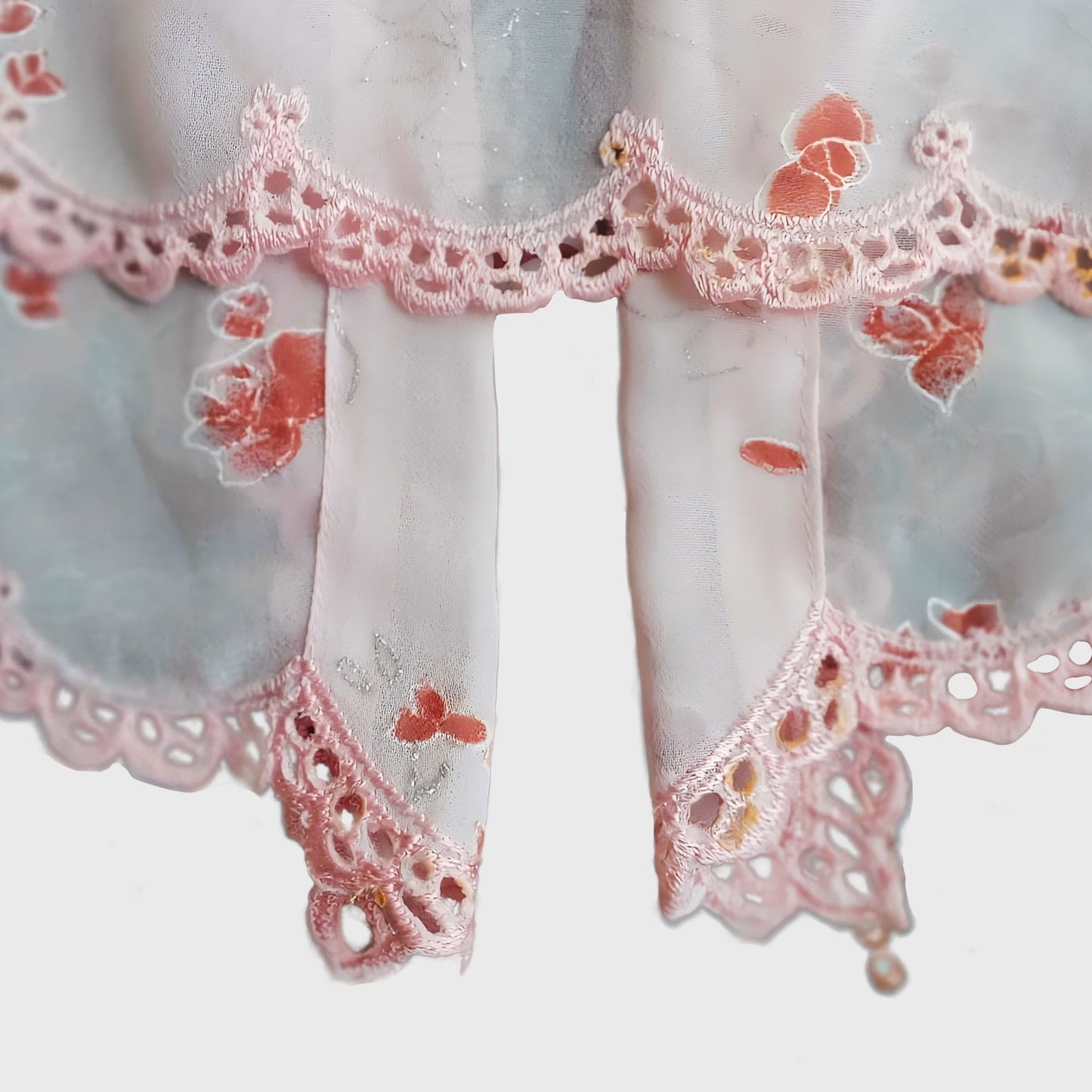 Vintage White Simple Encim Red Floral Kebaya