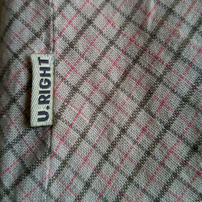 Vintage Short Sleeve Plaid Blouse