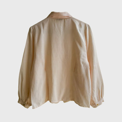 Vintage Double Colar Peach Long Sleeve Blouse