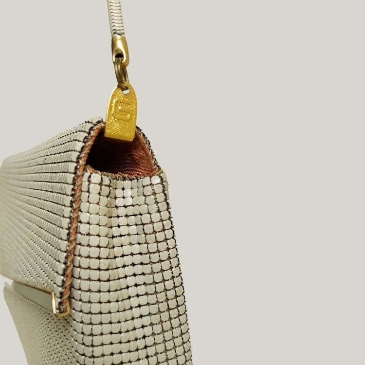 Vintage Envelope Ivory Metal Mesh Sling Bag