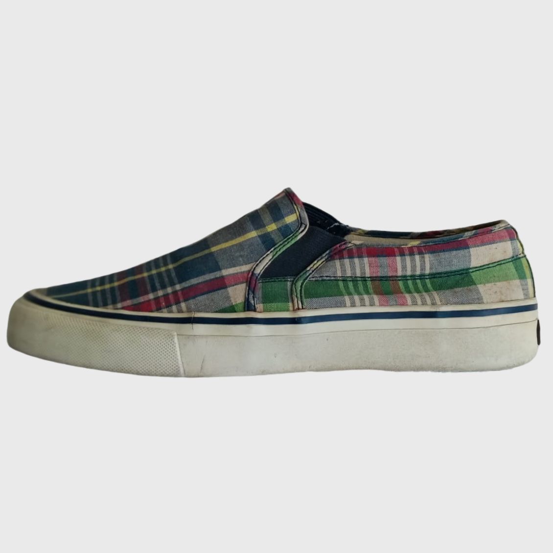 1990s Madras Cotton White Green Red Sneakers