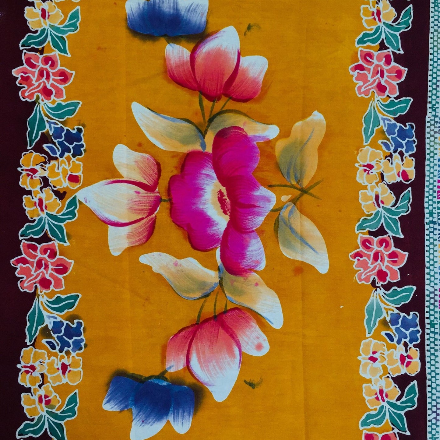Vintage Indonesian Hand Drawn Batik 'Gendongan' (Baby Carrier) Lotus Motif