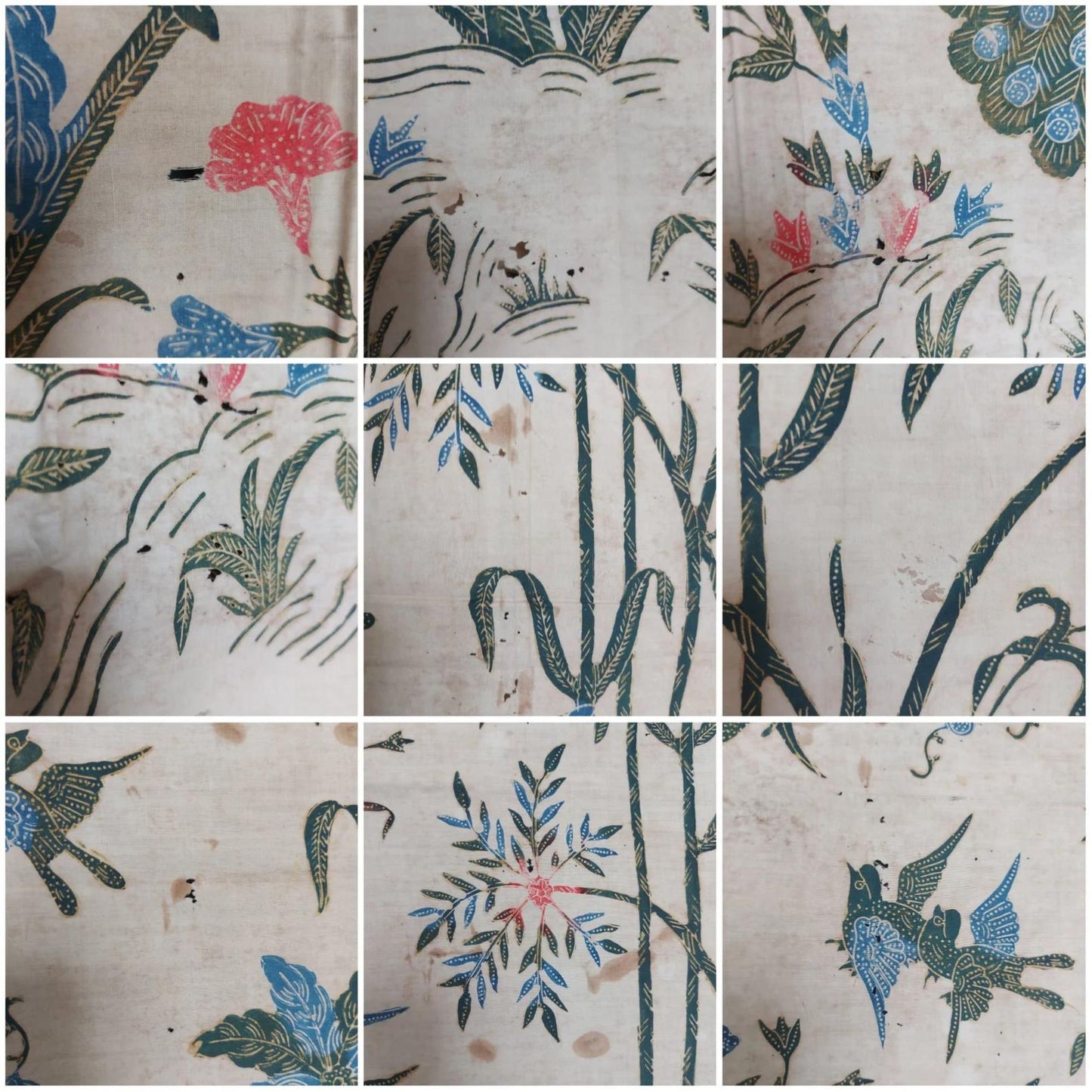 Old Indonesian Hand Drawn Javanese Batik Saroong with Peacock Motif