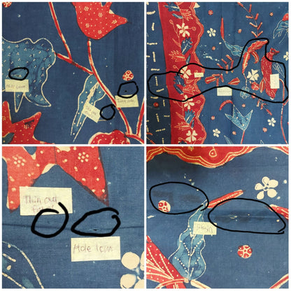 Vintage Hand Drawn Red-Blue "Bangbiron" Batik Sarung