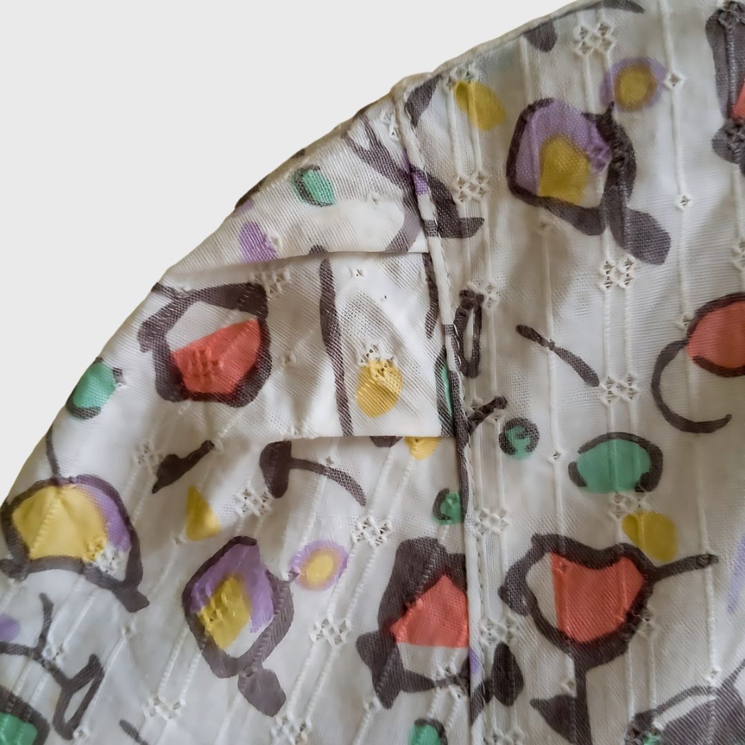 Vintage Short Sleeve Purple Abstract Blouse