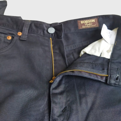 Vintage Black Denim Brown Accent Trousers