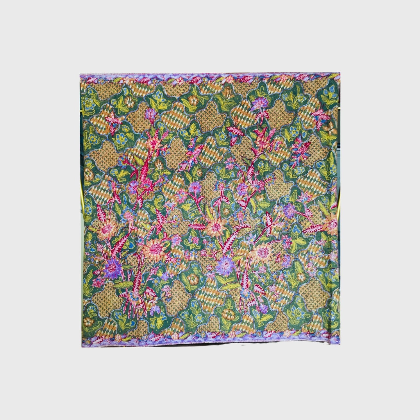 Vintage Peranakan Hand Drawn Tiga Negeri Sarong Batik in Green (Bianjoe) Sekarjagad (World of Flowers)