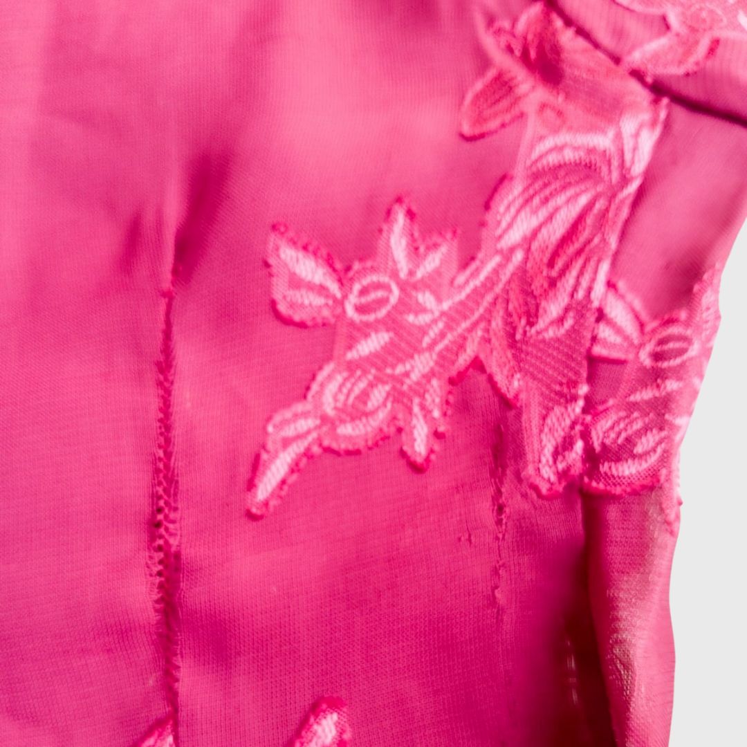 Vintage Pink Fuchsia Kutubaru Kebaya Rose Pattern