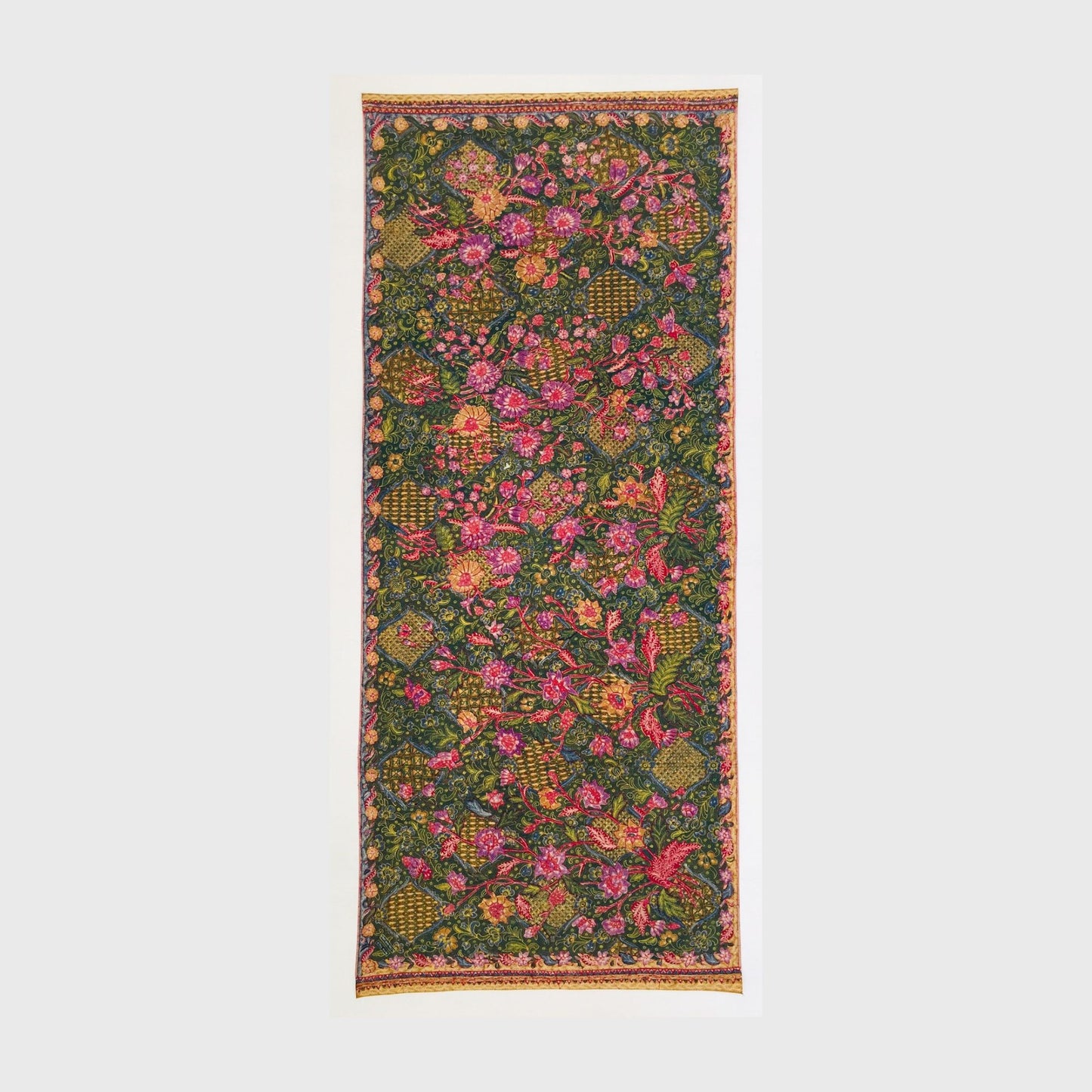 Vintage Indonesian Hand Drawn Dark Green Batik Hand Drawn Green Batik Tiga Negri Biantjoe Sign by Tjoa Siang Gwan