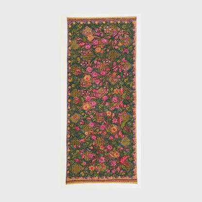 Vintage Indonesian Hand Drawn Dark Green Batik Hand Drawn Green Batik Tiga Negri Biantjoe Sign by Tjoa Siang Gwan