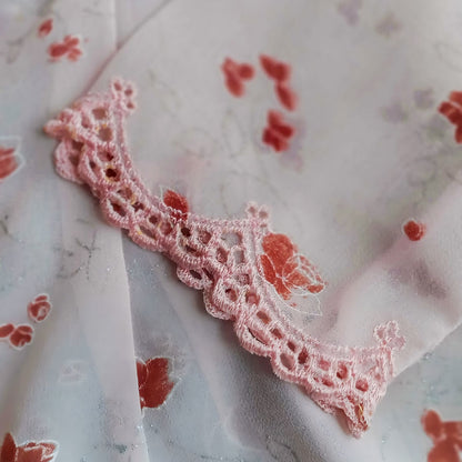 Vintage White Simple Encim Red Floral Kebaya