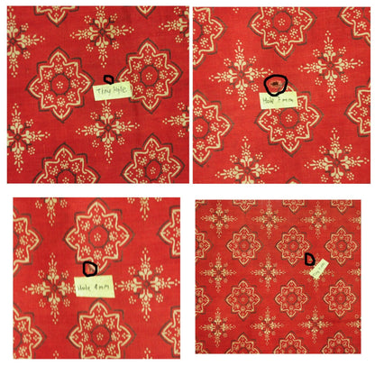 Indonesian Hand Drawn Red Batik Sembagi Kacapiring "Gardenia" Flower Motif