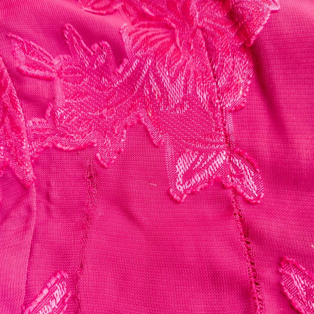 Vintage Pink Fuchsia Kutubaru Kebaya Rose Pattern