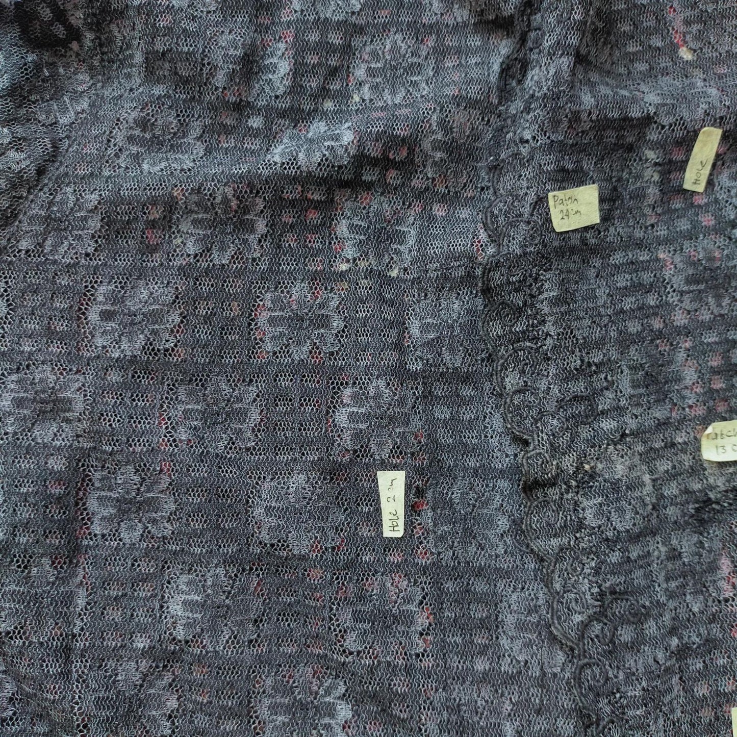 Vintage Black Grid-Flower Lace Kebaya