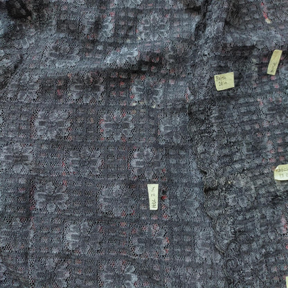 Vintage Black Grid-Flower Lace Kebaya
