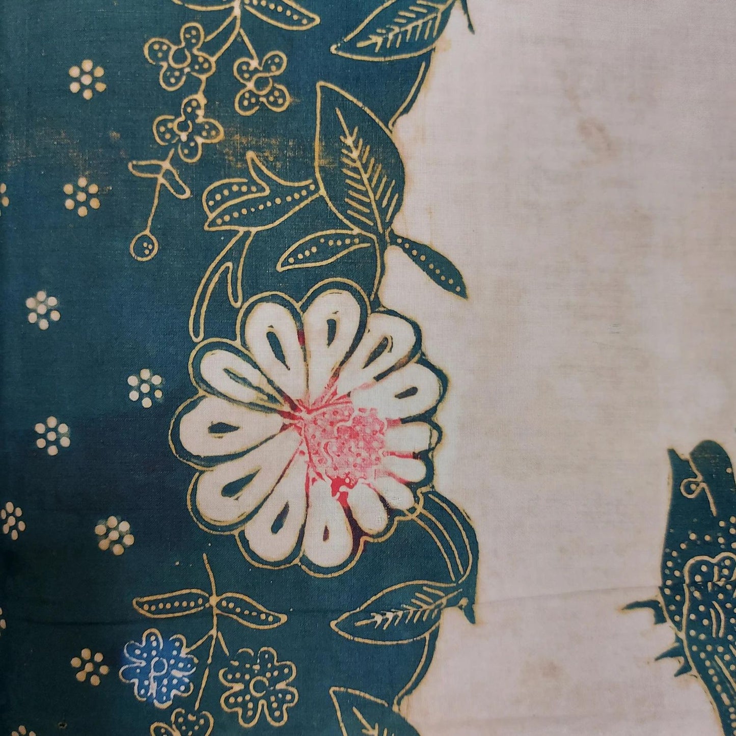 Old Indonesian Hand Drawn Javanese Batik Saroong with Peacock Motif