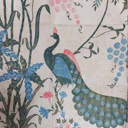 Old Indonesian Hand Drawn Javanese Batik Saroong with Peacock Motif