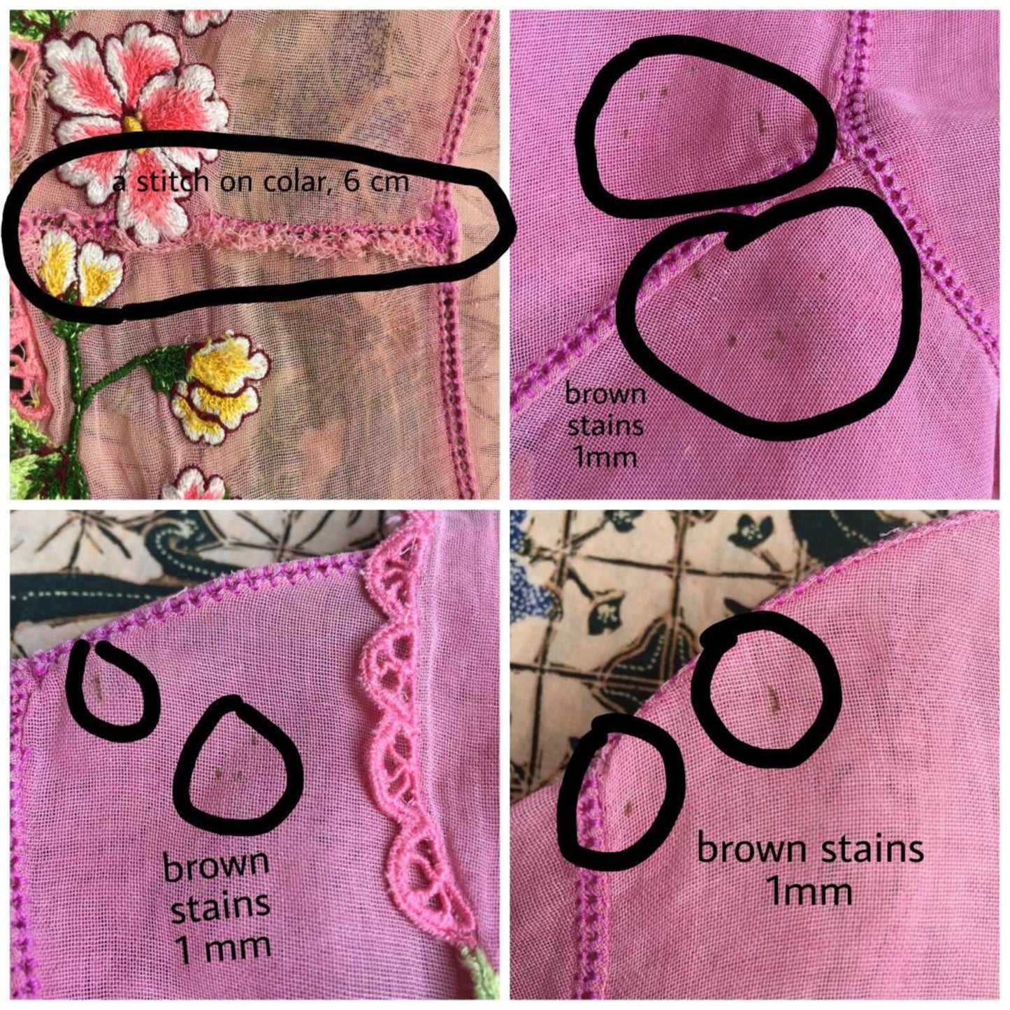 Vintage Indonesian Kebaya Encim in Pink with Pink Chrysanthemum Embroidery