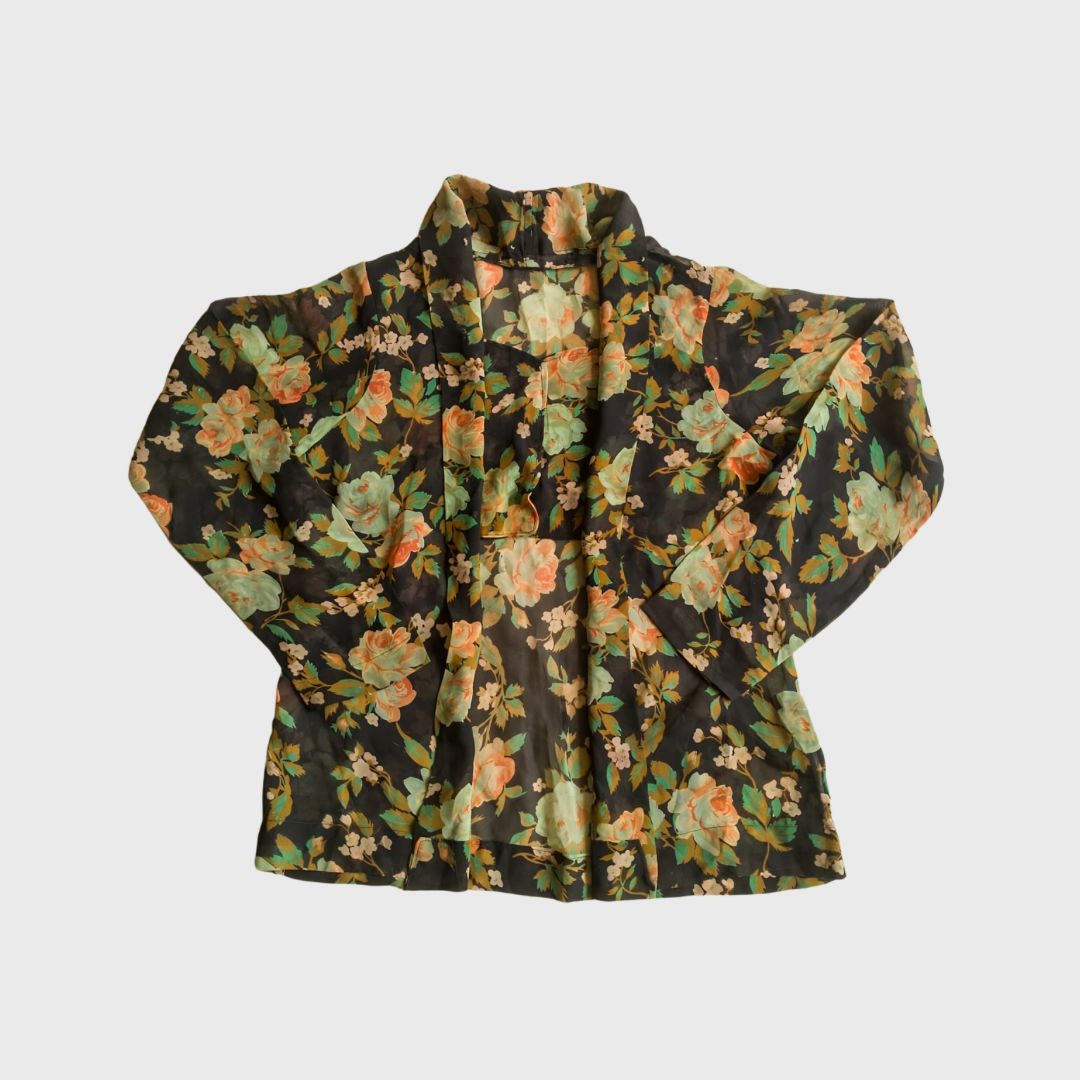 Vintage Black Orange Kebaya Kutubaru