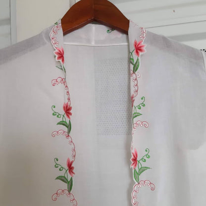Vintage Inspired Indonesian Encim Kebaya with Floral Embroidery