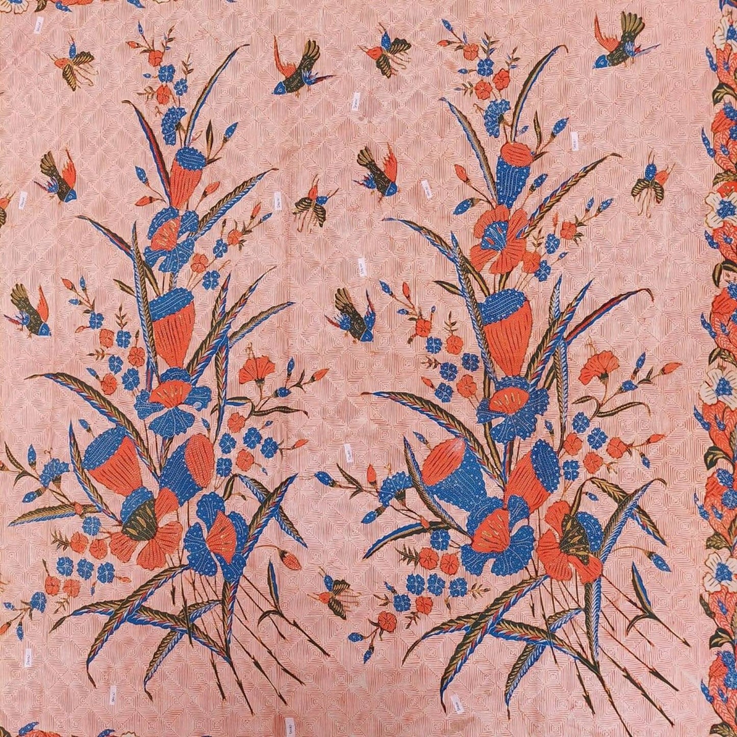 Vintage 40s Orange Galaran Dutch Encim Batik
