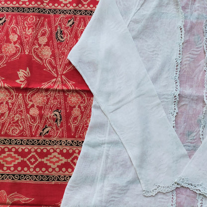 Vintage Indonesian European Lace Kebaya with Simple Kerancang Trim