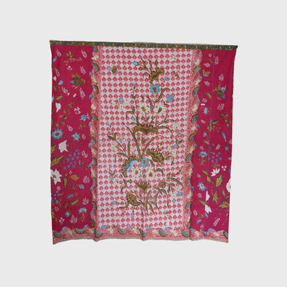 Vintage Old Indonesian Hand Drawn Magenta Kudus Batik Sarung
