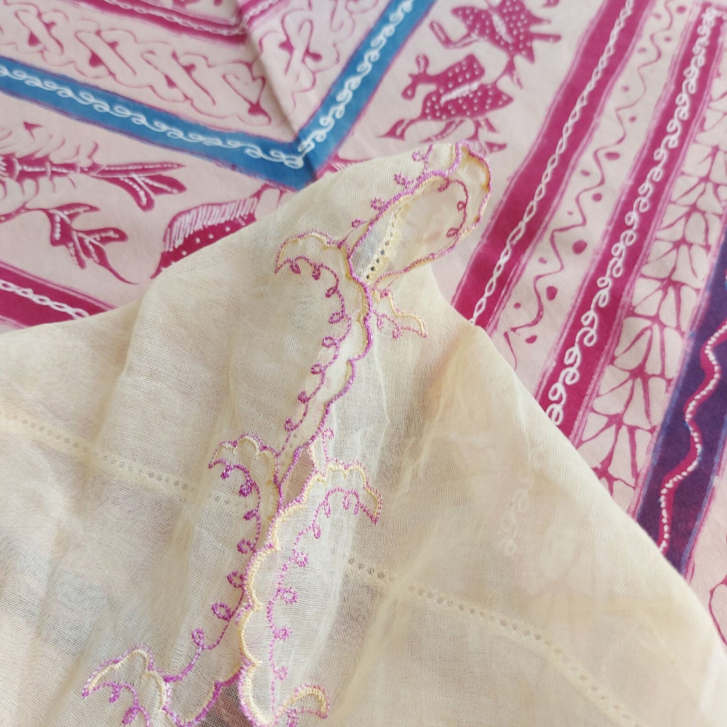 Vintage Yellow Indonesian Kebaya with Purple Embroidery