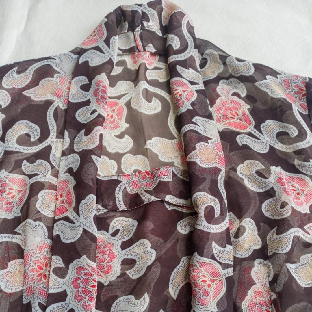 Vintage Red Brown Floral Kebaya Kutubaru