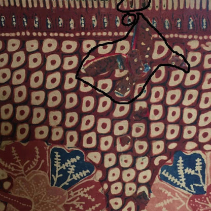 Vintage Indonesian Hand Drawn Javanese Shawl Gringsing Banyumas with Scales and Floral Motif