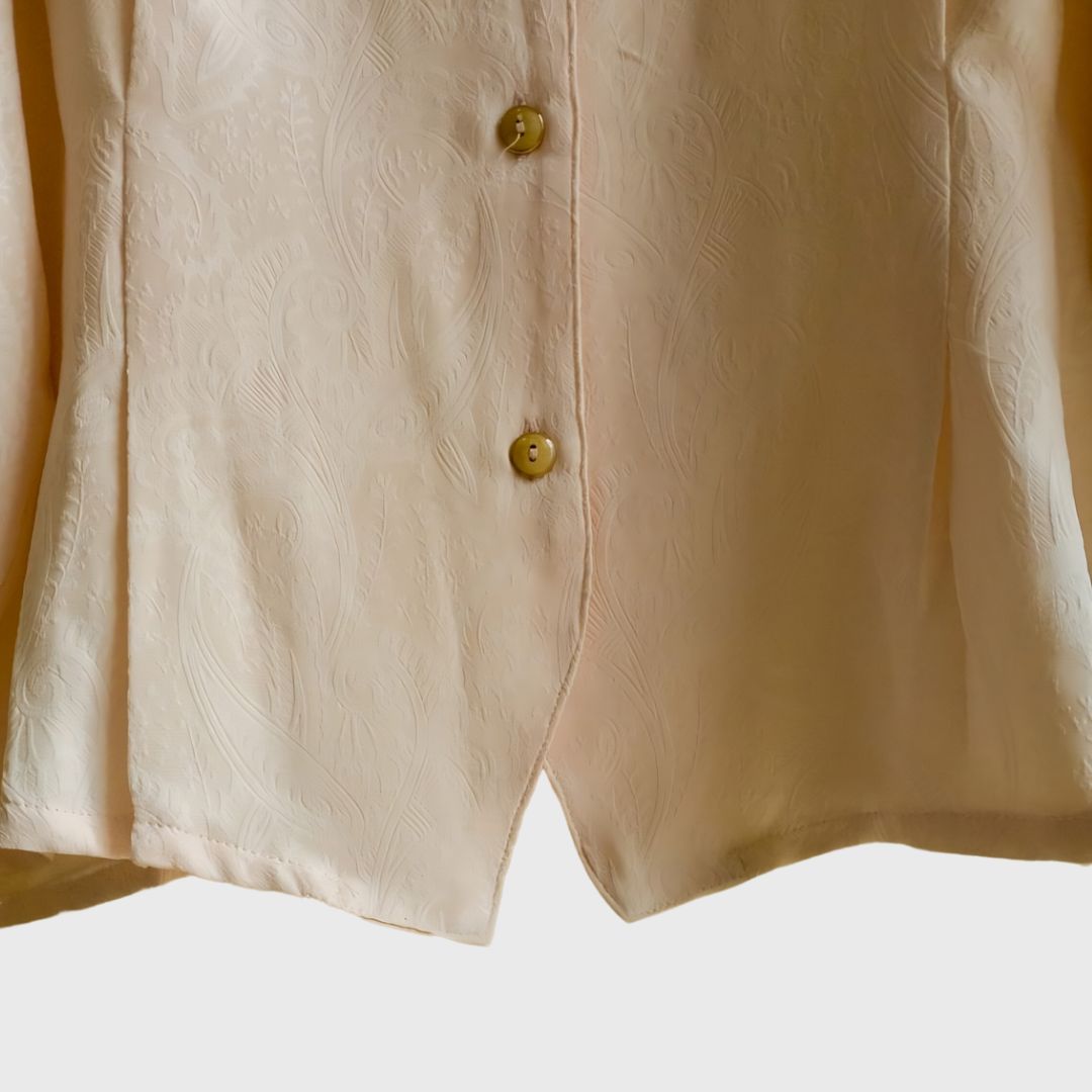 Vintage Double Colar Peach Long Sleeve Blouse