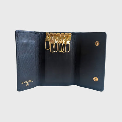 1990s Signature Quilted Black Leather Keys Case
