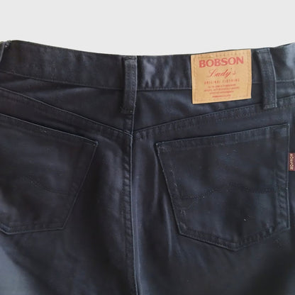 Vintage Black Denim Brown Accent Trousers