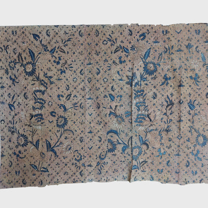 Old Indonesian Hand Drawn Classic Sogan Sidomukti Batik with Peacock and Flower Bouquet