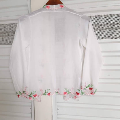 Vintage Inspired Indonesian Encim Kebaya with Floral Embroidery